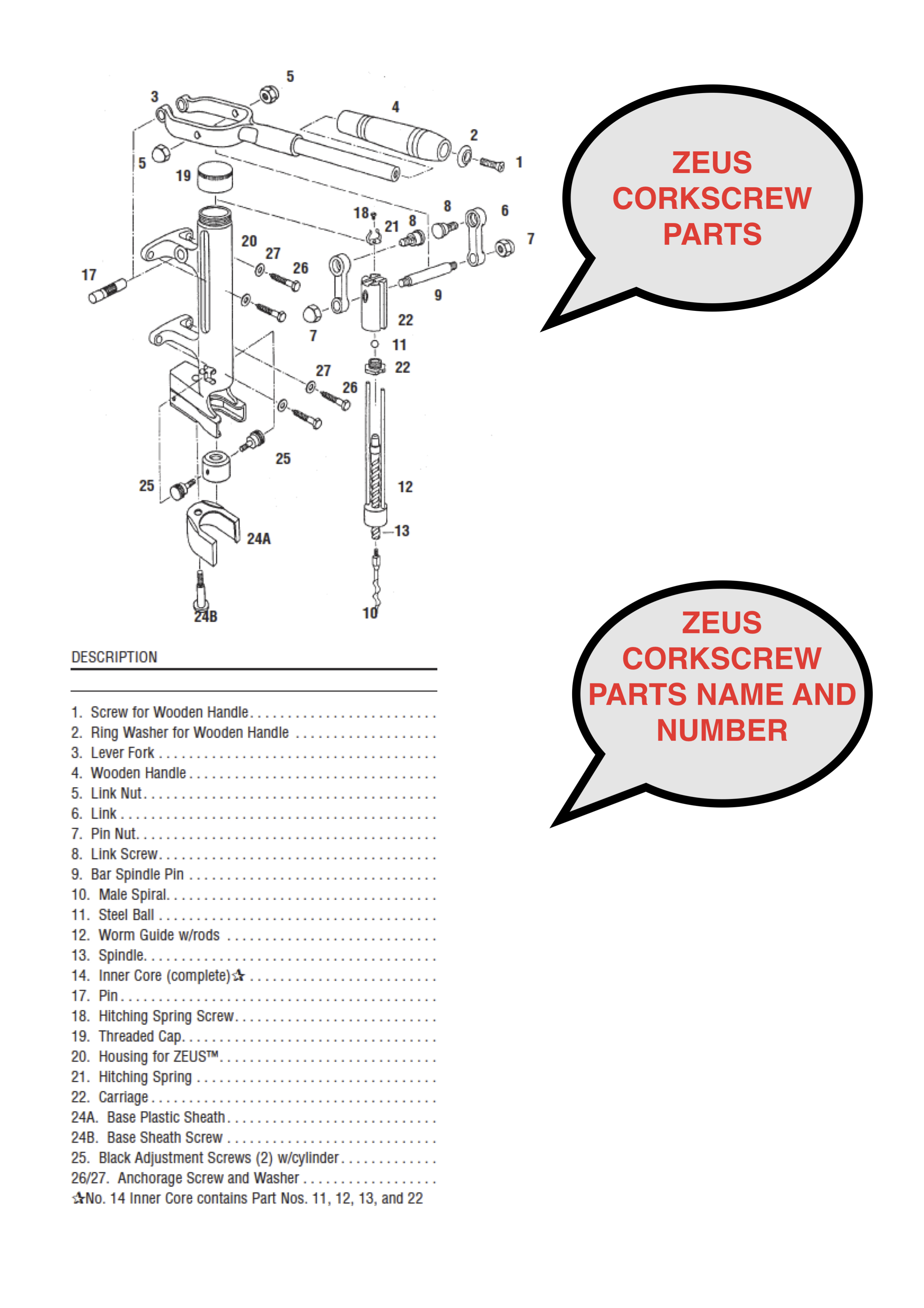 Corkscrew Worms, Parts, Handle for Repair and Replace Buy Artisans on 